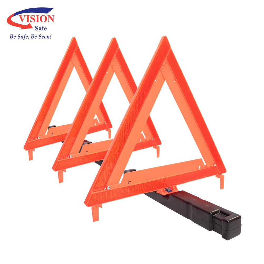 Folding Reflective Warning Triangles - 3 Pack | Vision Safe, view 3