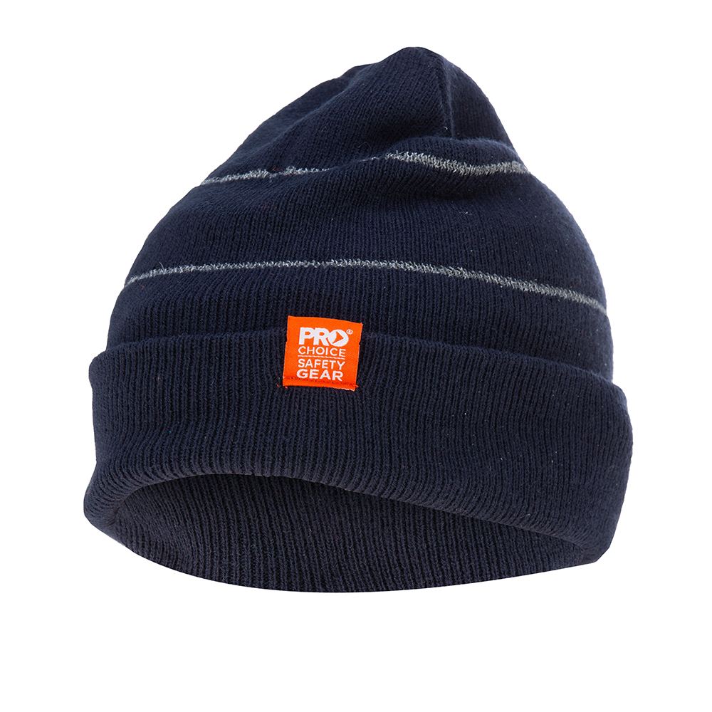 Beanie With Retro-Reflective Stripes - Navy