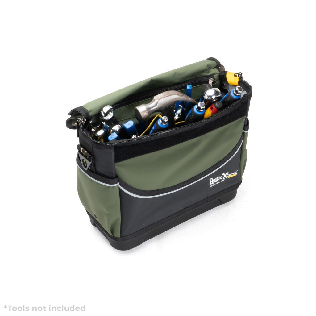 Rugged Xtremes DELUXE TOOL BAG PVC SML 360 x 160 x 300mm GRN/BLK PCC 17L 2.2kg