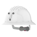 EVO6161 Full Brim Unvented Hard Hat With Miners Cap Attachment White - Protective Headwear