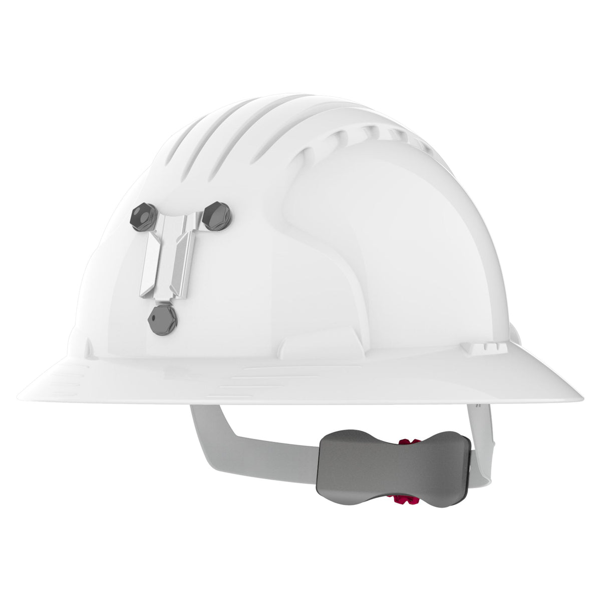EVO6161 Full Brim Unvented Hard Hat With Miners Cap Attachment White - Protective Headwear