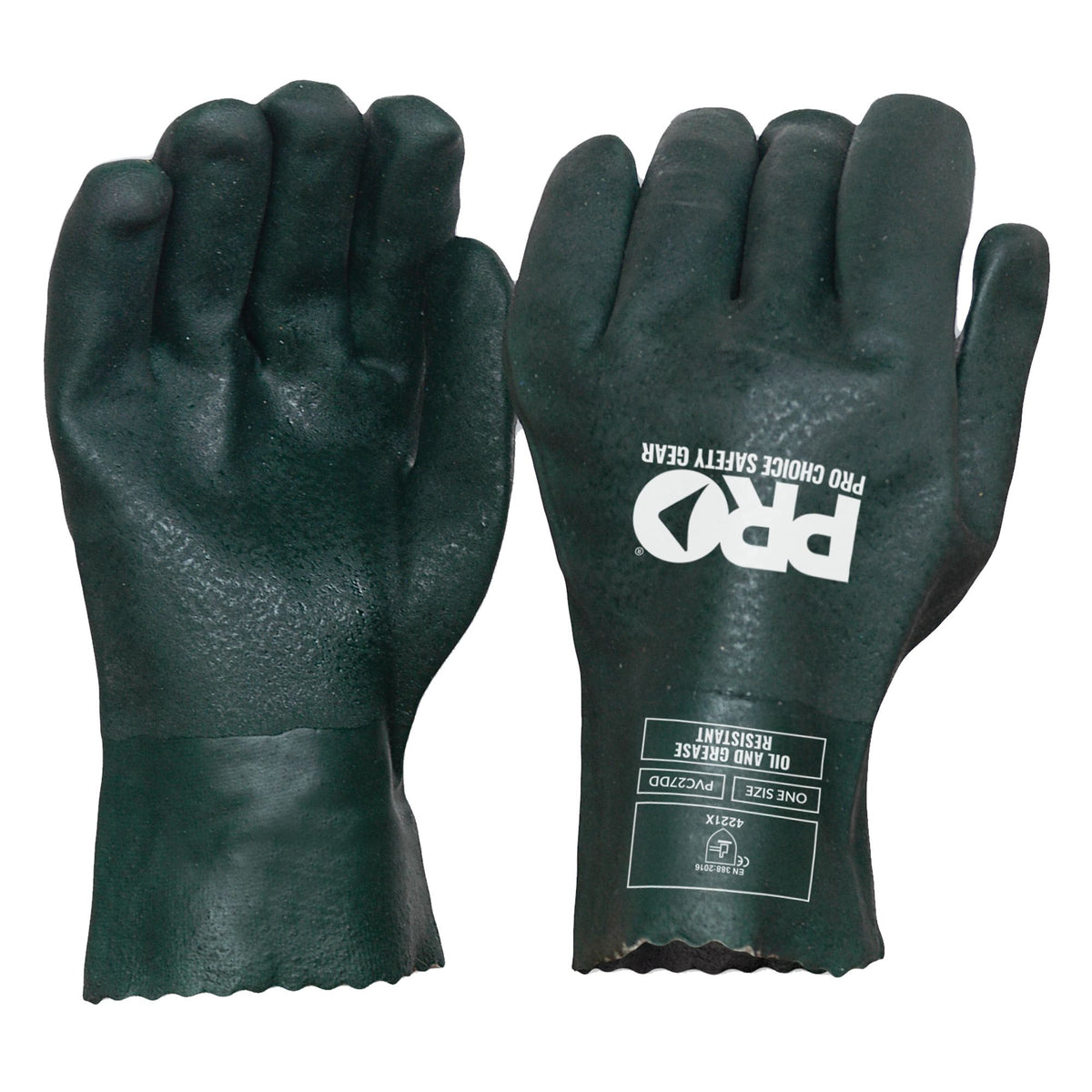 Green Double Dipped PVC Gloves - Hands