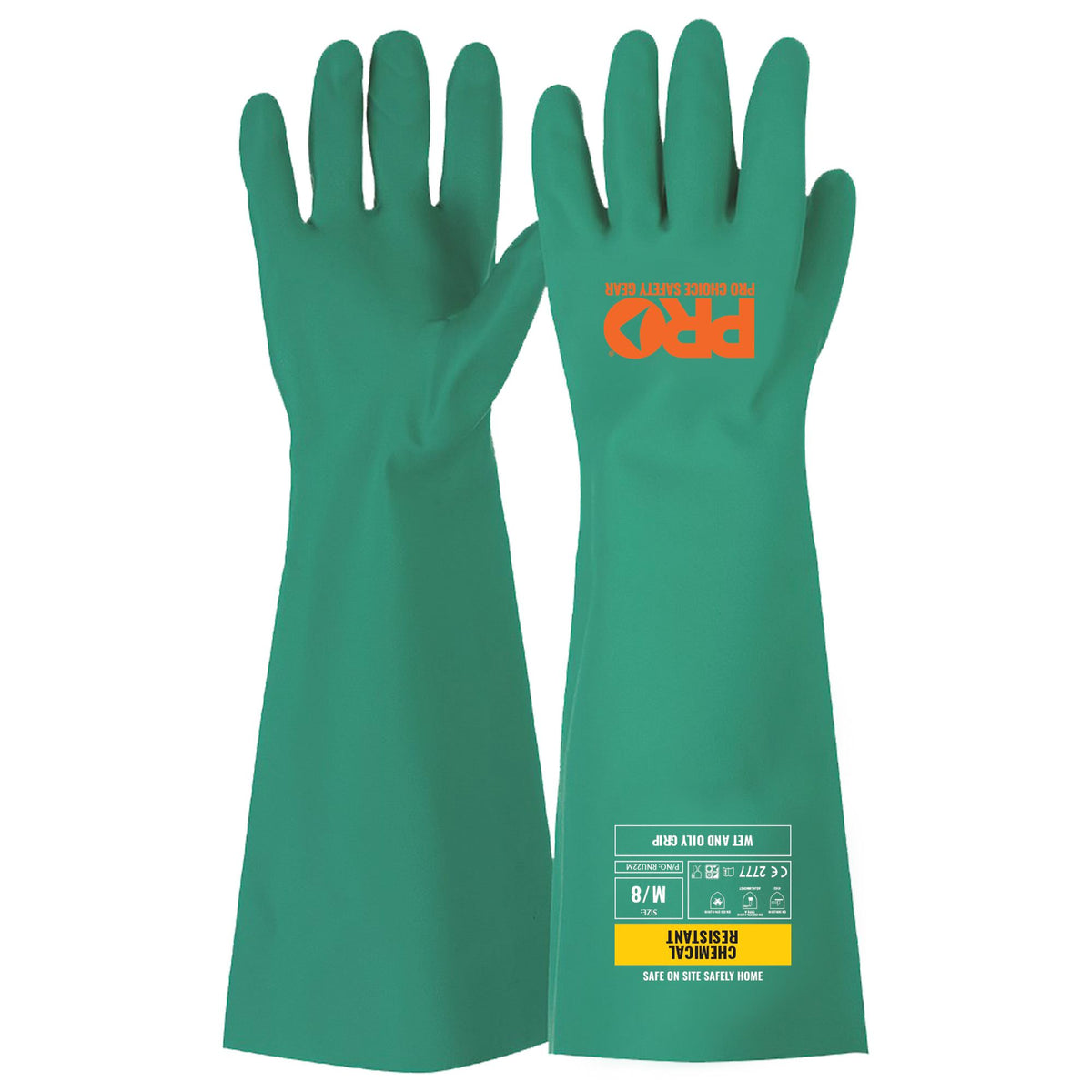 Green Nitrile Gauntlet Gloves 45cm - Hands
