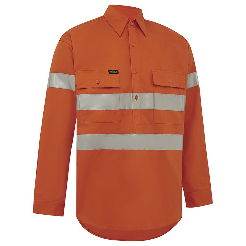 Hi Vis 2 Tone Closed Front Regular Weight Taped Shirt - Workwear