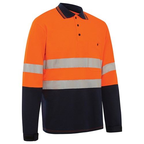 Hi Vis 2 Tone Long Sleeve Polo with Kevlar Sleeves - Technical