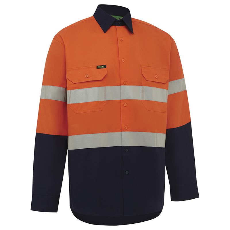 Hi Vis Lightweight Long Sleeve Adjustable Cuff Taped Shirt - Workwear