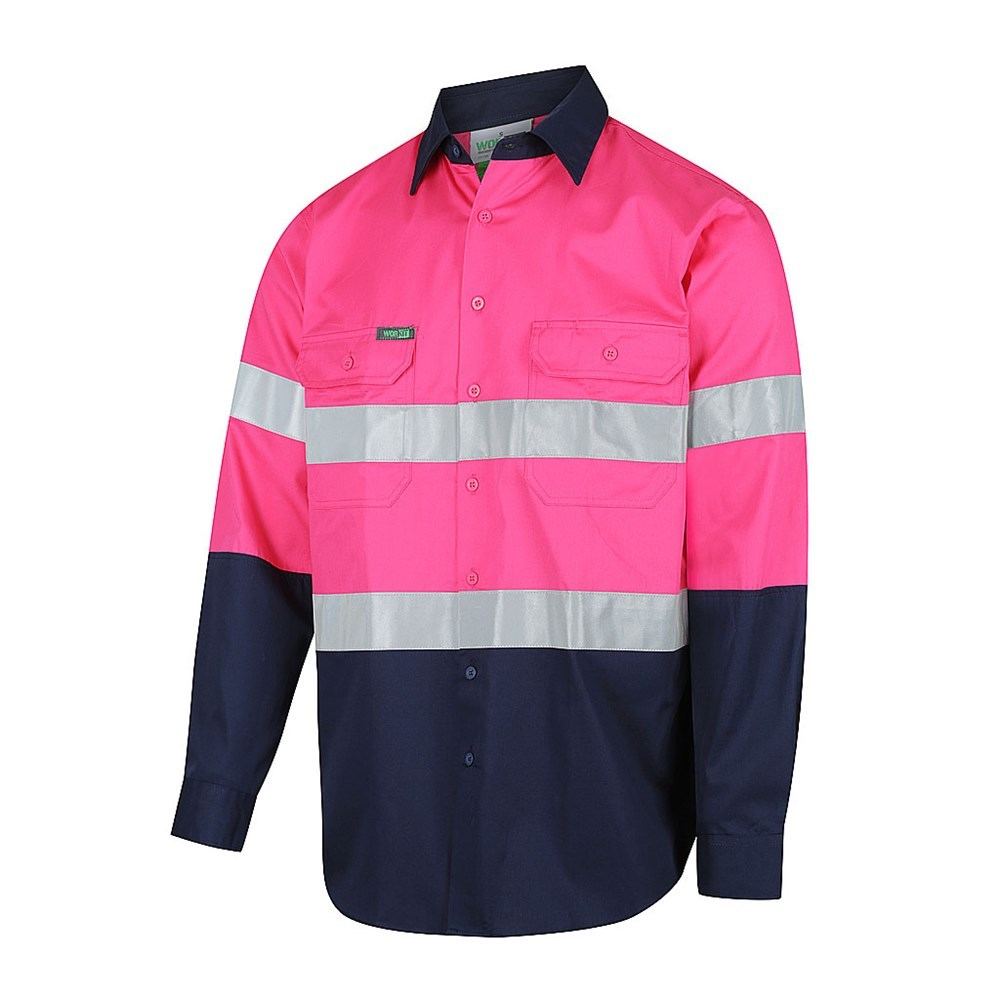 Hi Vis Lightweight Long Sleeve Adjustable Cuff Taped Shirt - Workwear