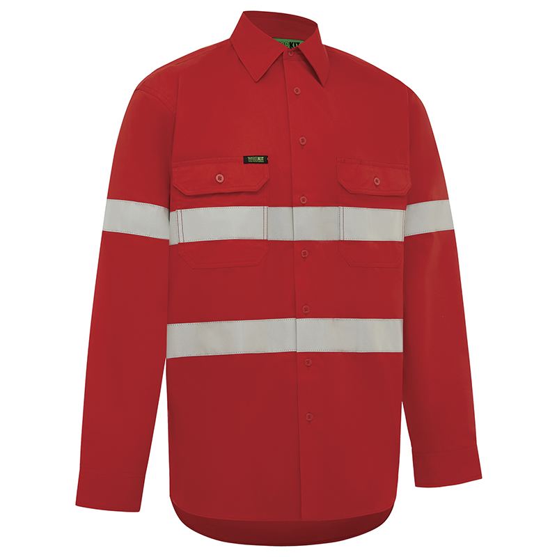 Hi Vis Lightweight Long Sleeve Adjustable Cuff Taped Shirt - Workwear