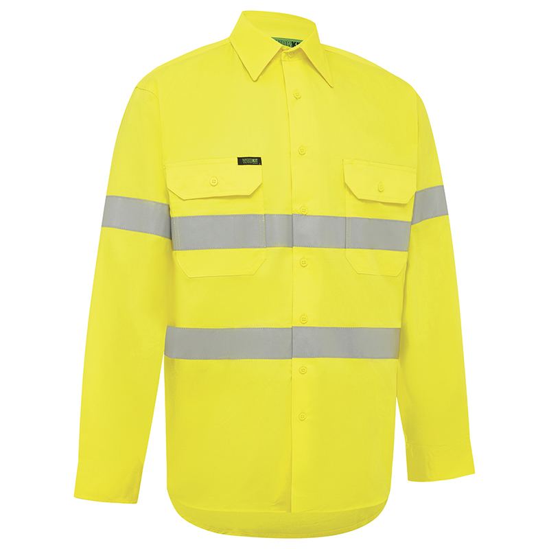 Hi Vis Lightweight Long Sleeve Adjustable Cuff Taped Shirt - Workwear