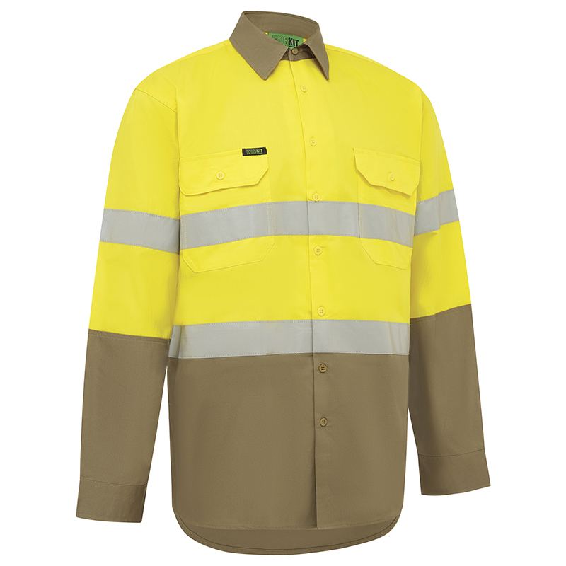 Hi Vis Lightweight Long Sleeve Adjustable Cuff Taped Shirt - Workwear