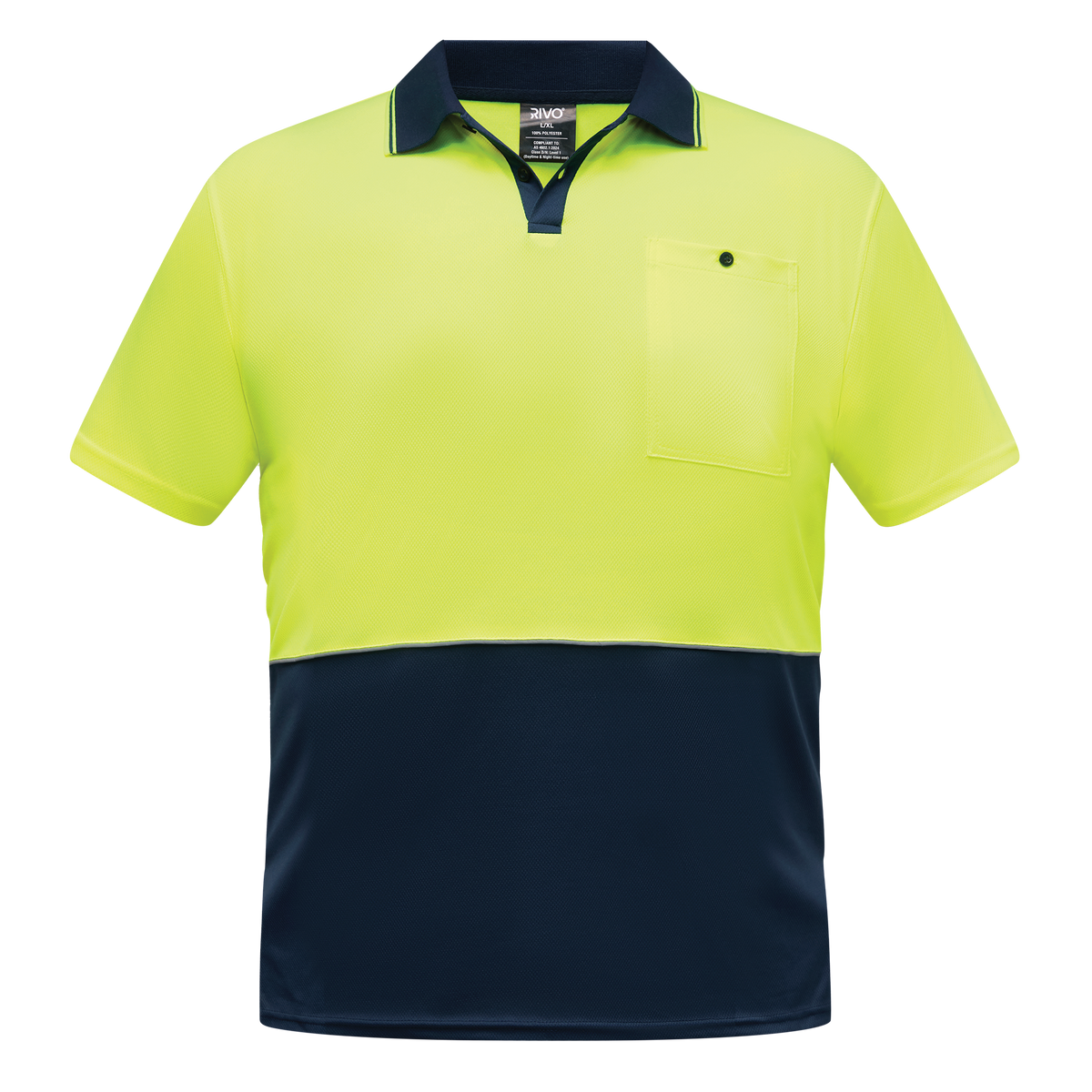 Hi-Vis Micromesh Short Sleeve Polo | Yellow/Navy