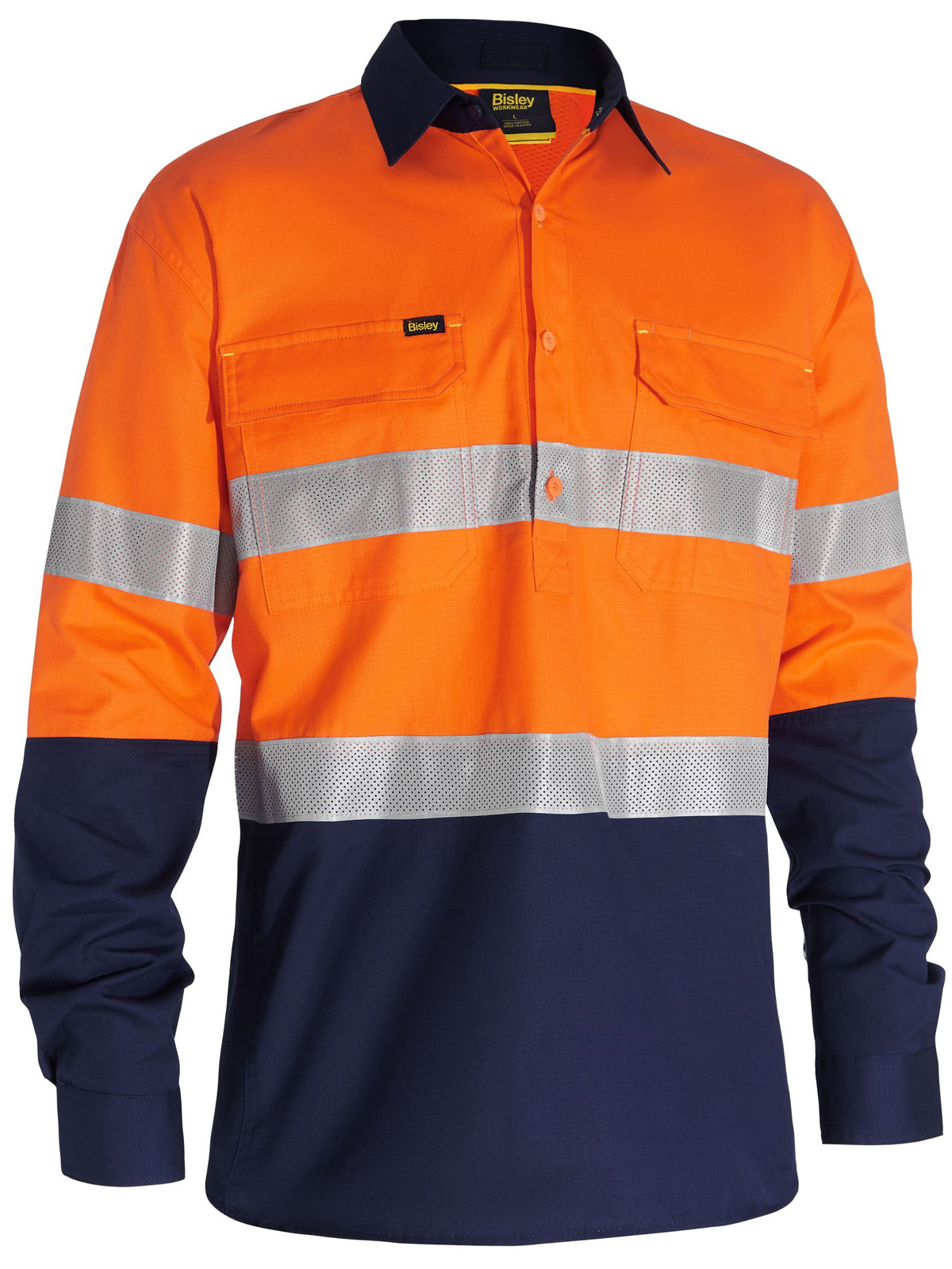 Men's Closed Front Taped Hi Vis Ripstop Shirt - Men's