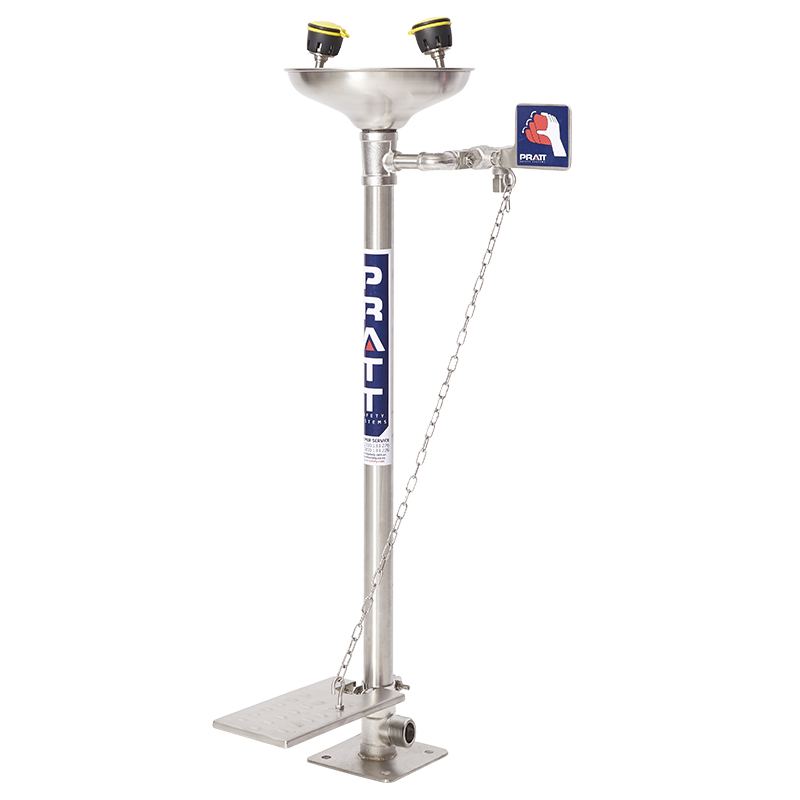 Pedestal Mounted Eye Wash with Bowl and Foot Treadle - Emergency Showers & Eyewash
