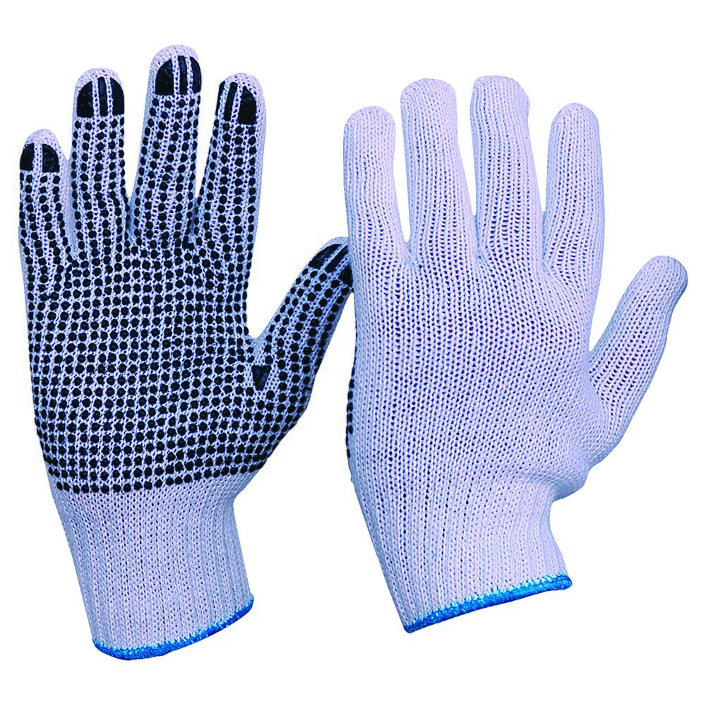 Knitted Poly/Cotton With PVC Dots Gloves Mens Size | PIP