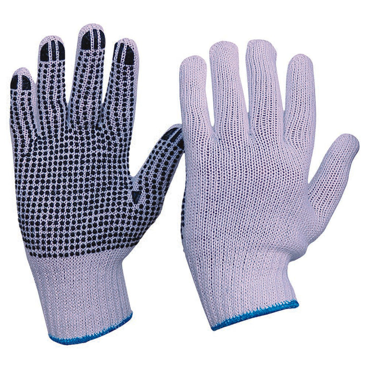 Knitted Poly/Cotton With PVC Dots Gloves Mens Size | PIP
