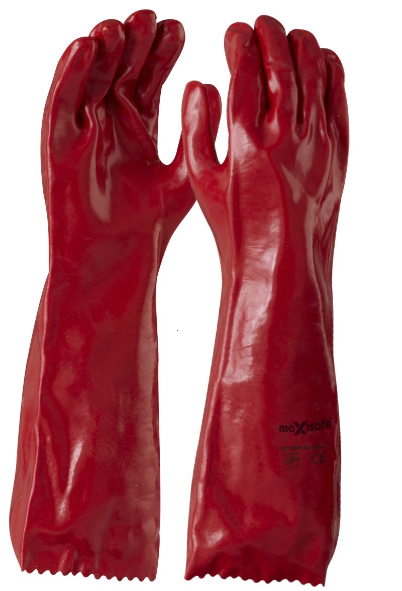 Red PVC Gauntlet 45cm - Safety Gloves