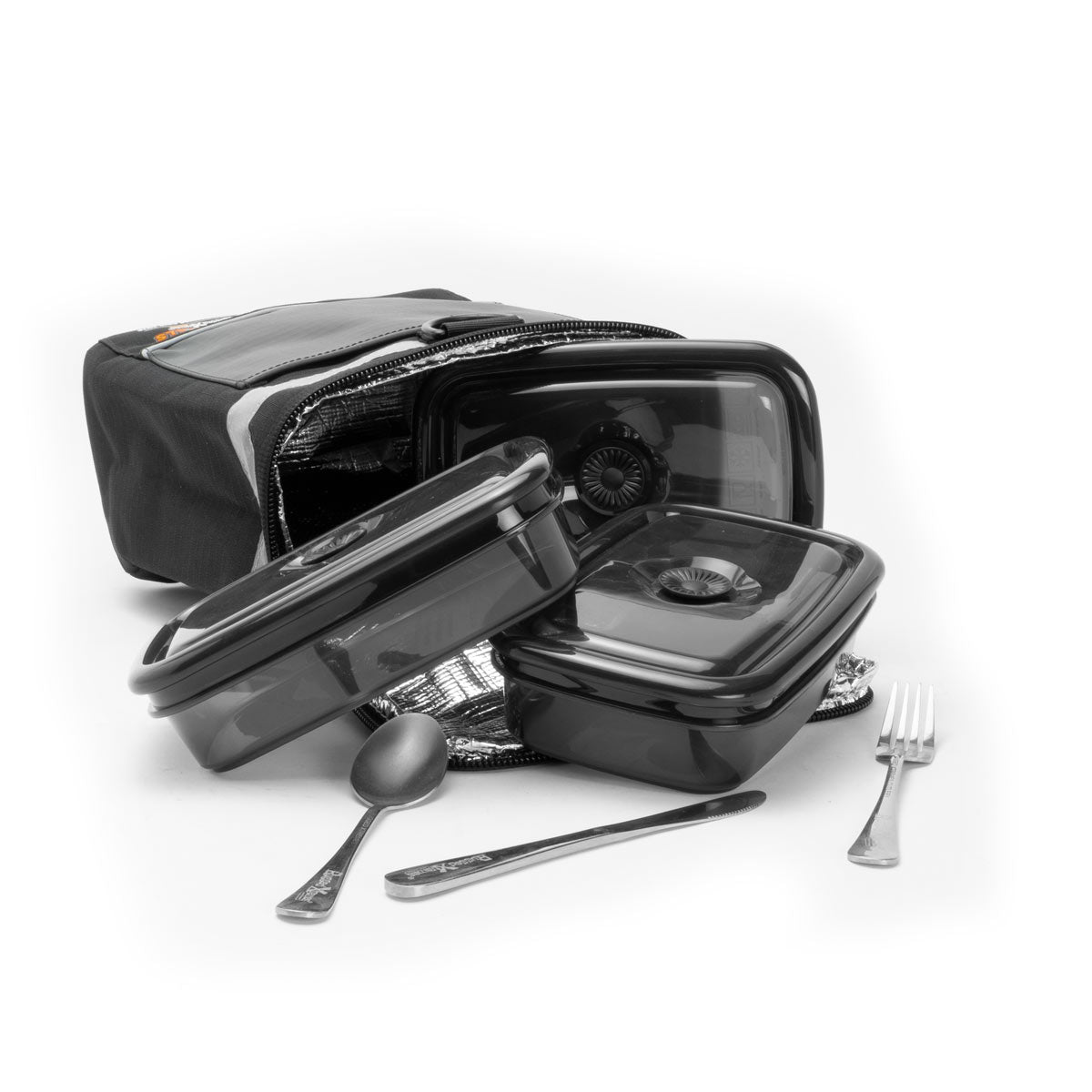 Rugged Xtremes 650 REUSABLE STARTER CRIB KIT 1 x Insulated Crib Tote 3 x 650ml Black Crib Containers 1 x 3pc Stainless cutlery set Recyclable & compostable packaging