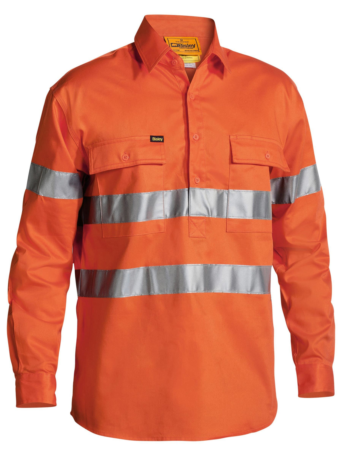 Taped Hi Vis Closed Front Drill Shirt - Men's