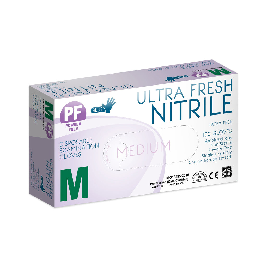 Ultra Fresh Examination Nitrile Chemo-Tested Blue Powder-Free Gloves - view 1