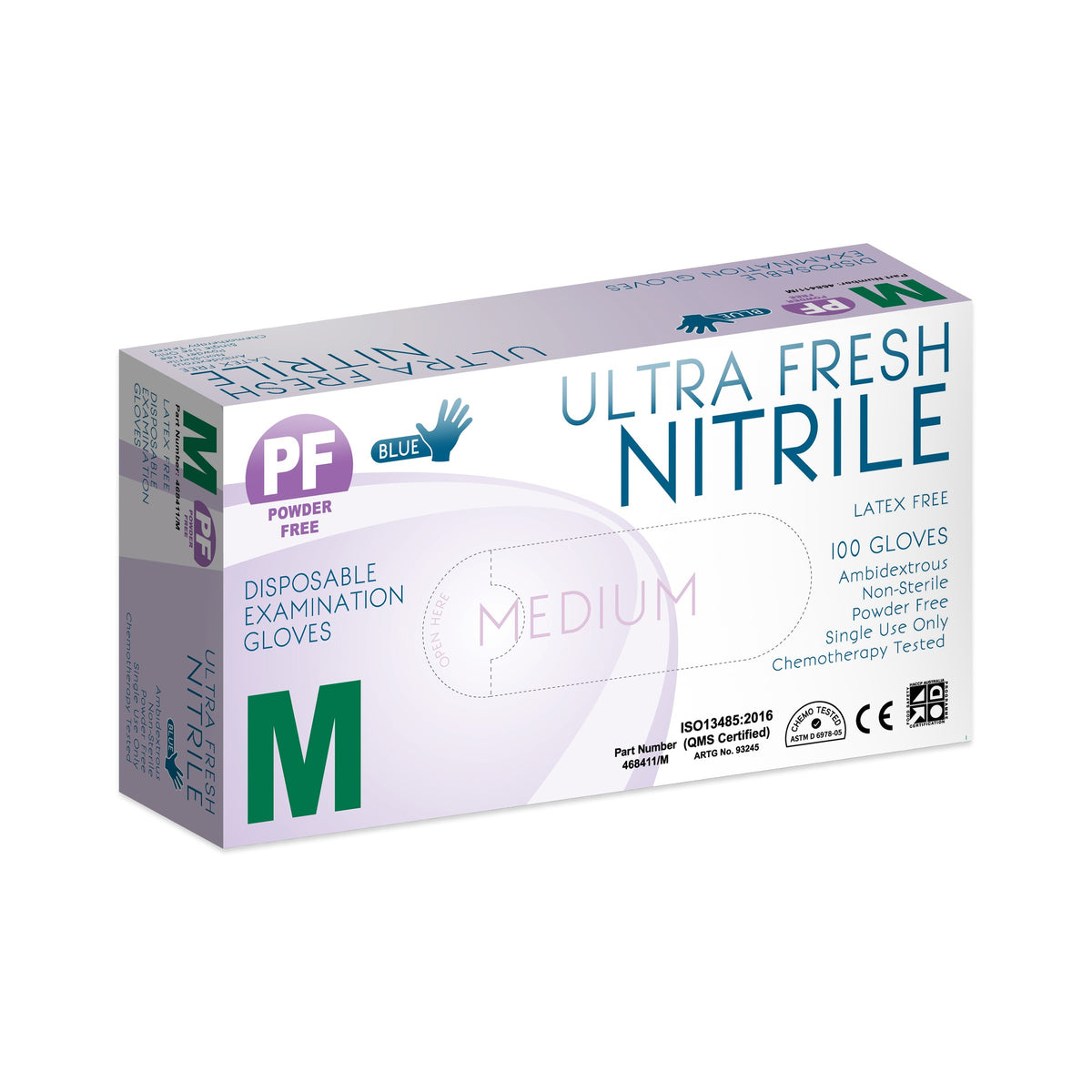Ultra Fresh Examination Nitrile Chemo-Tested Blue Powder-Free Gloves - view 1