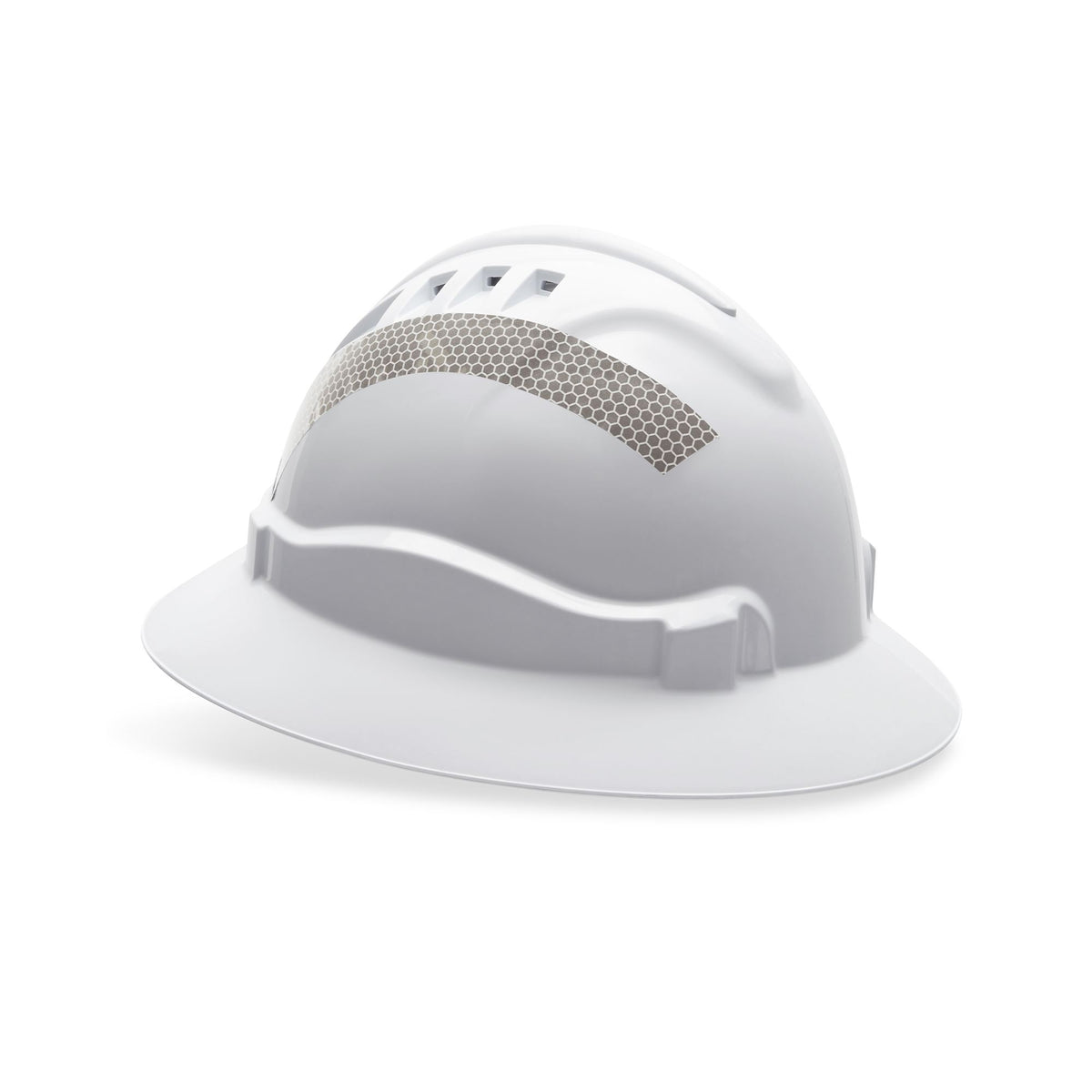 V6 Vented Full Brim Hard Hat White with Reflective Tape - Head