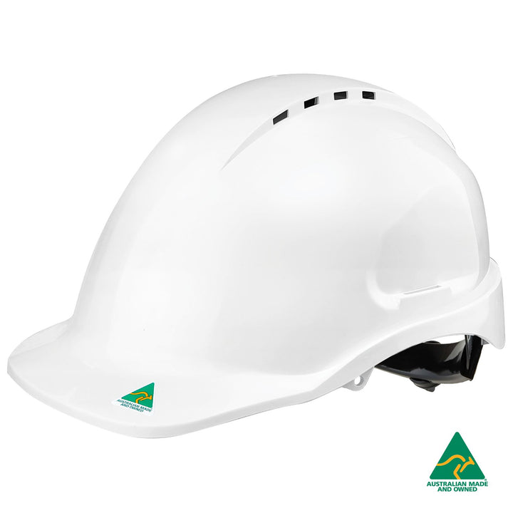 Vented Hard Hat with Ratchet Harness - Safety Equipment