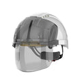 Vented Safety Helmet with Clear Visor and Ratchet Fit - Protective Headwear