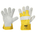 Yellow Grey Leather Gloves - Hands